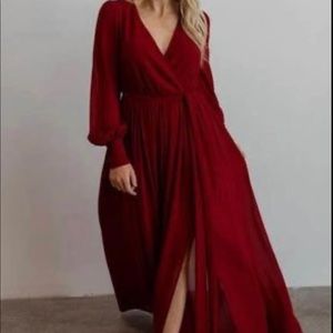 Wine color long dress